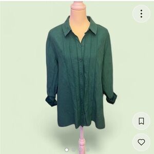 Studio Works Green Suede Button Down Size XL